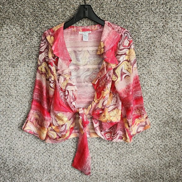Mischca‎ Cardigan Wrap Womens Medium Vintage Long Sleeve Tie Red Ladies - Picture 1 of 7